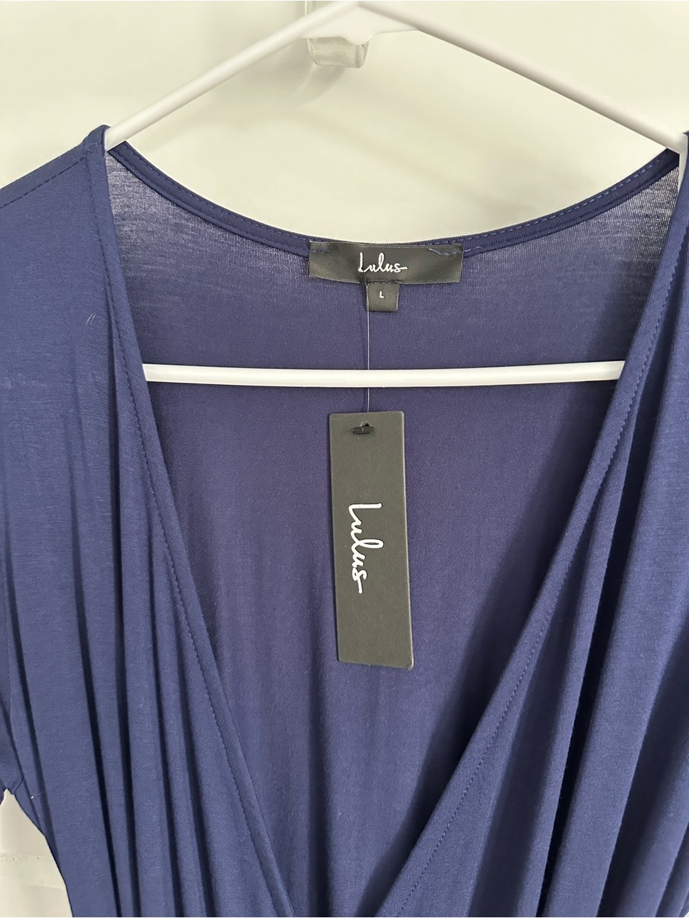 Lulu's 3/4 Sleeve Navy Blue Wrap Maxi Dress - Picture 4 of 5
